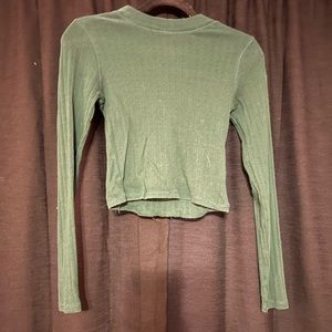 American Eagle Dark Green Cropped Shirt